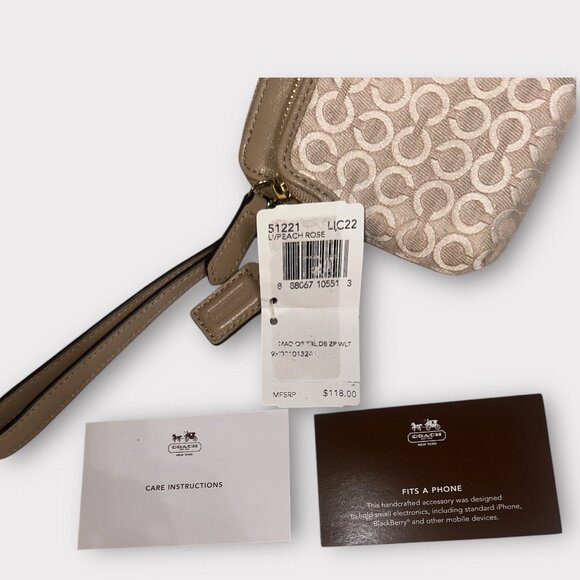 Coach Madison Double Zip Wristlet 51221 Pink Pearlescent OP Art Canvas Wallet - Picture 8 of 9